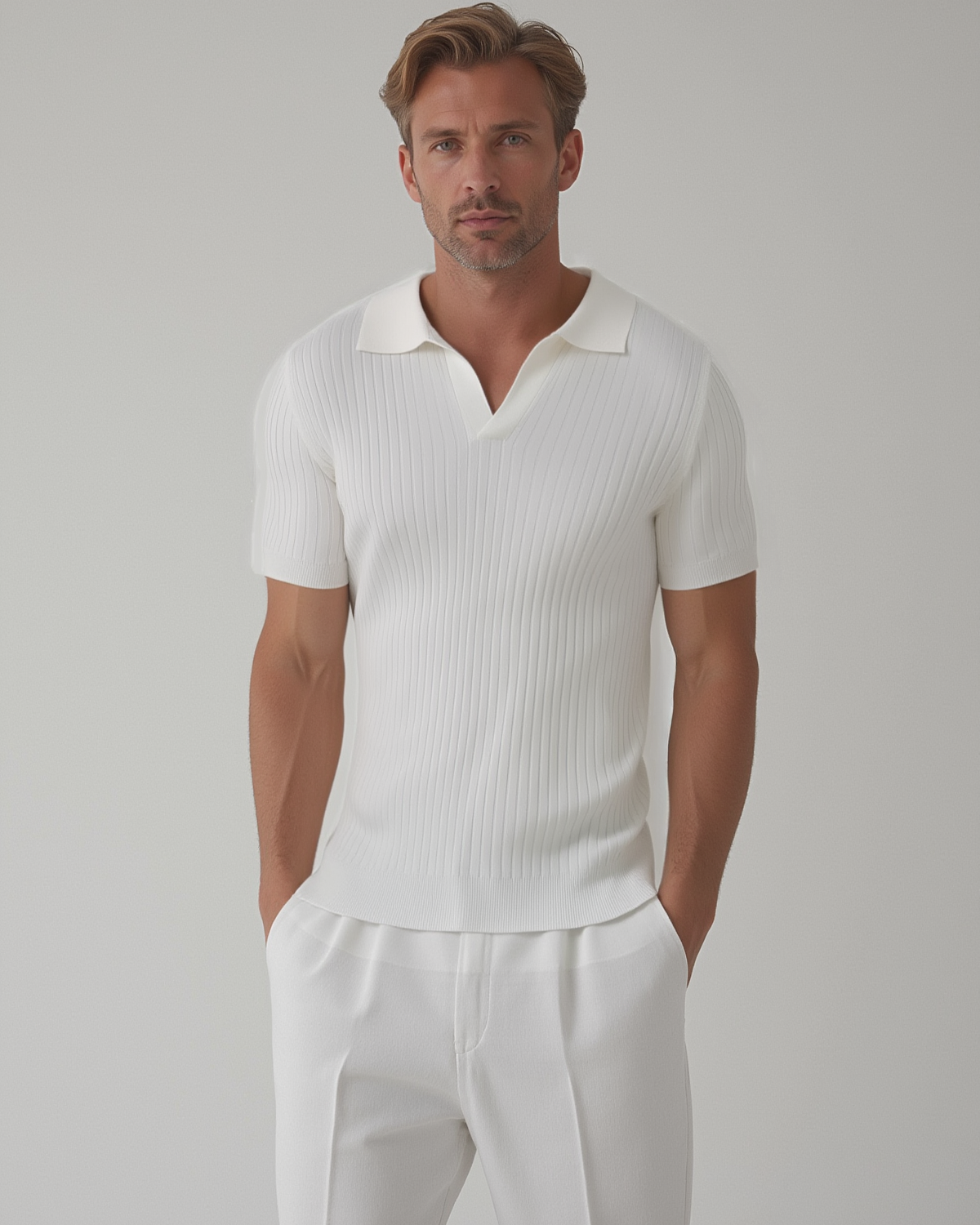 Enzo Geripptes Poloshirt