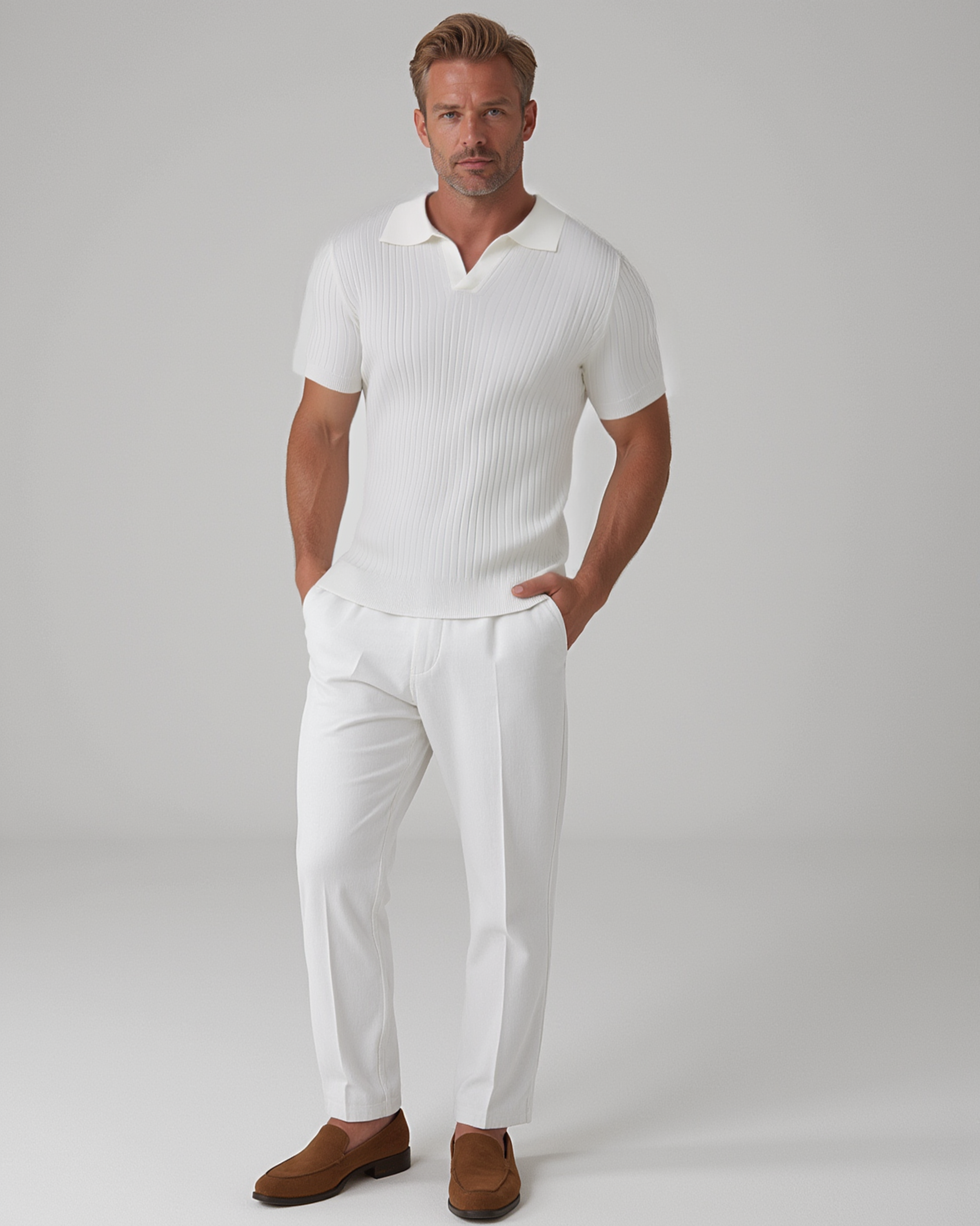 Enzo Geripptes Poloshirt